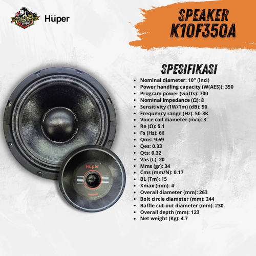 BREWOG HUPER KOMPONEN SPEAKER K10F350