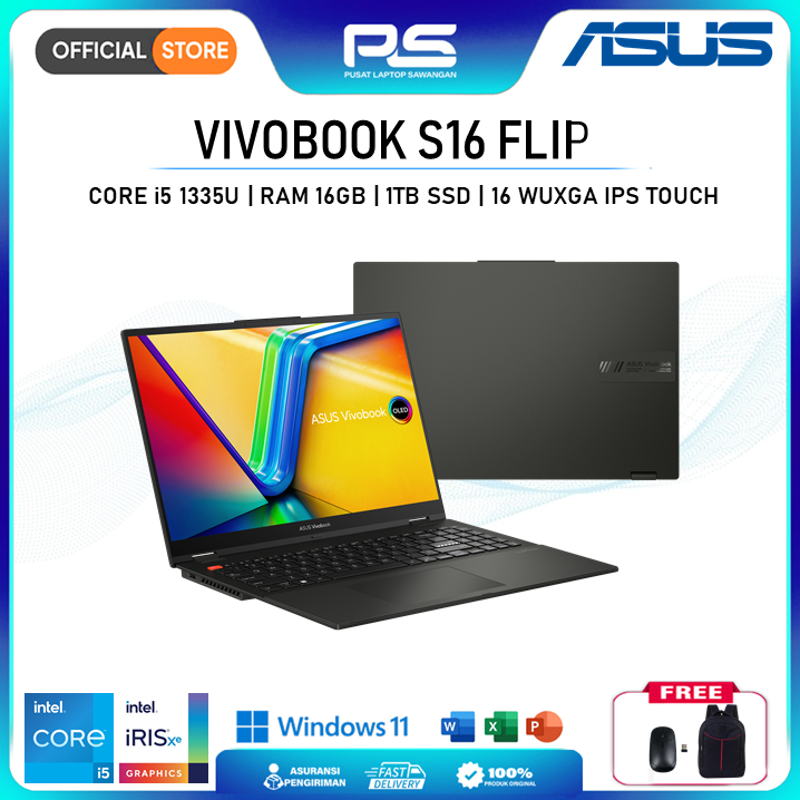 Laptop Touchscreen Asus Vivobook S16 Intel Core i5 1335U 16GB 1TB SSD 16 inch WUXGA IPS Windows 11