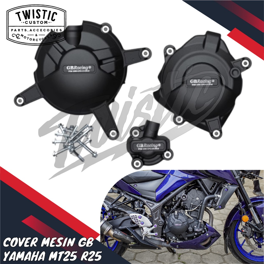 Cover Mesin Pelindung Blok Bak Kopling Engine Protector Cover GB Racing Motor Yamaha MT25 R25 MT 25 