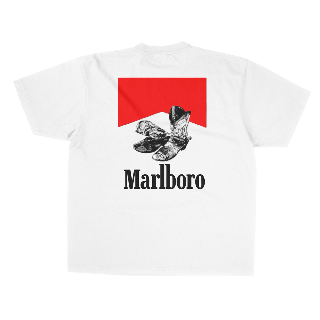 MARLBORO - (Marlboro Cowboy Shoes) Vintage white Tshirt / Baju Kaos Oversize HaevyWeight 24s 180+GSM