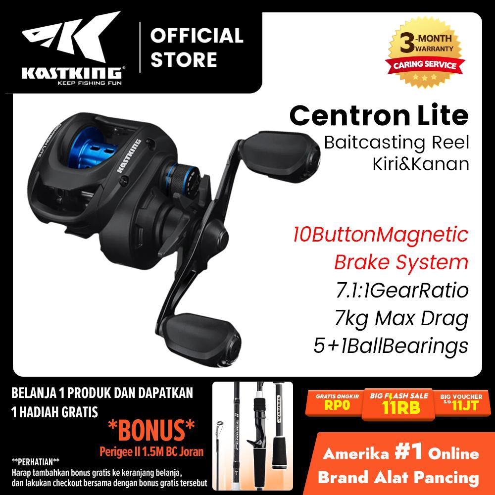 [100% ASLI] KastKing Centron Lite Reel Pancing Baitcasting Fishing Reel, 7.1:1 Gear Ratio, 7KG Max D