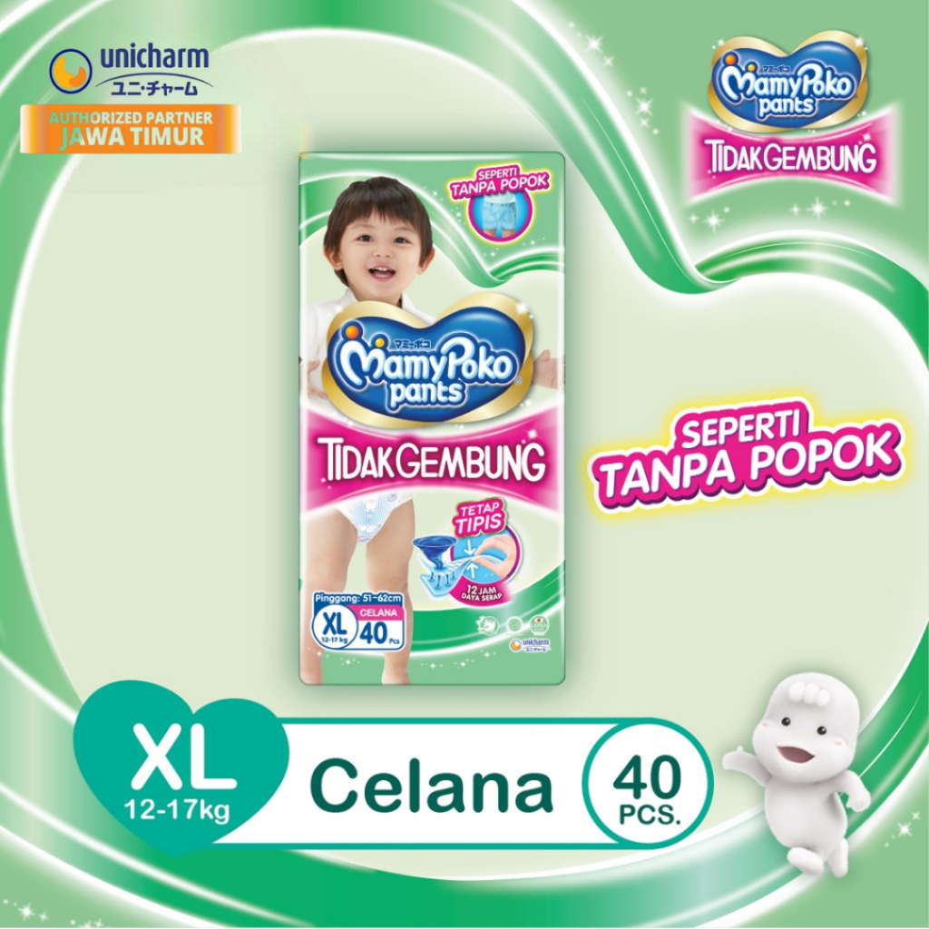 MamyPoko Pants X-tra Kering Slim Tidak Gembung - XL 40 - Popok Celana