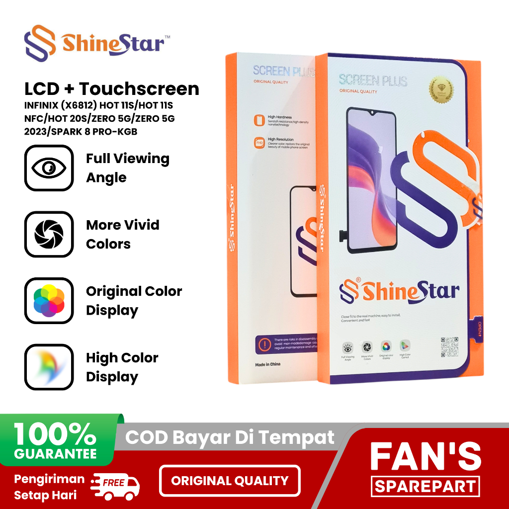 Layar Sentuh No Frame ShineStar LCD + Touchscreen Untuk INFINIX (X6812) HOT 11S/HOT 11S NFC/HOT 20S/