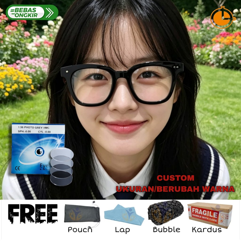 KACAMATA FLAT VINCENT CUSTOM LENS MINUS PHOTOCHROMIC UV PROTECTION