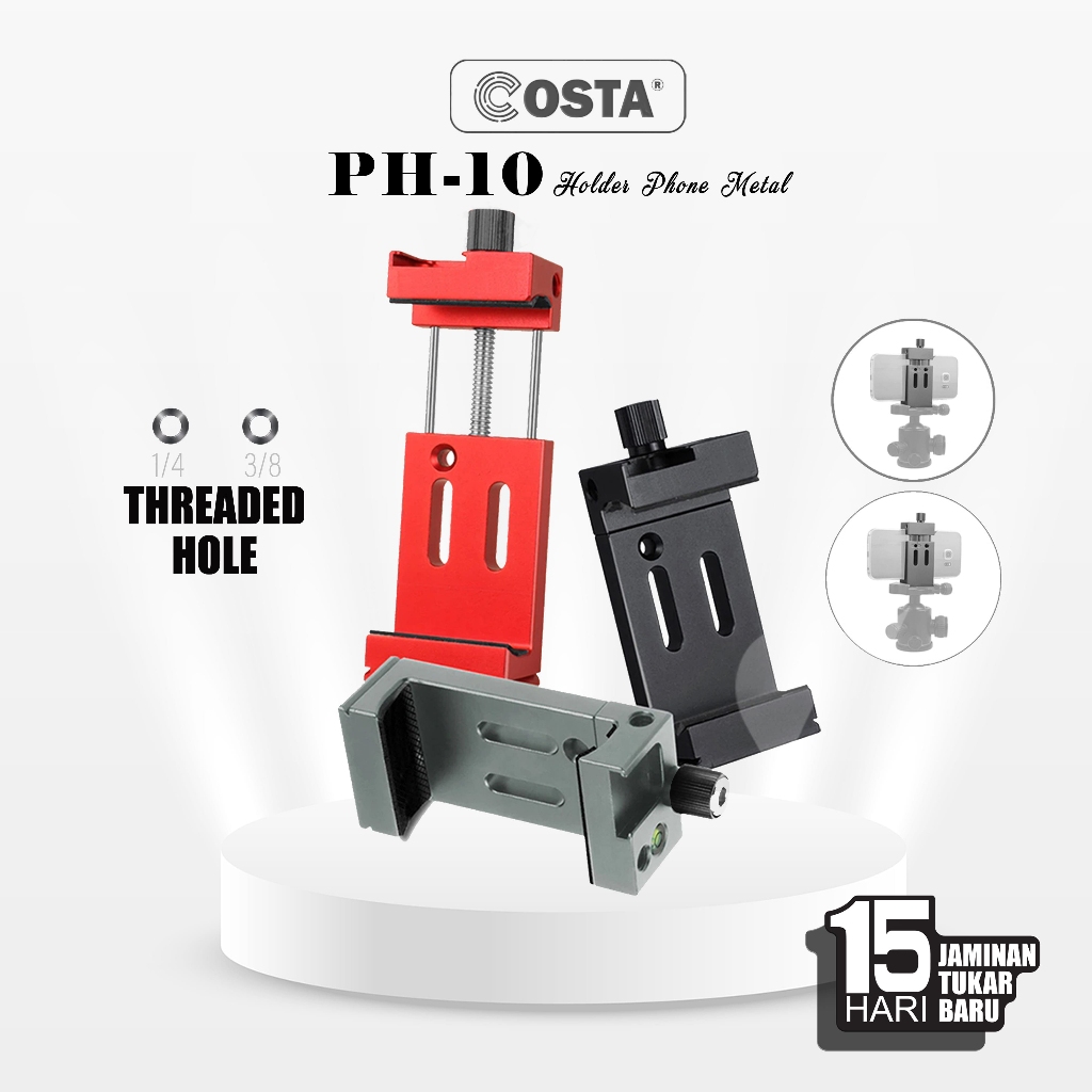 COSTA PH-10 CNC Metal Smartphone Phone Holder With Cold Shoe/Waterpass