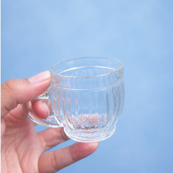 1 SET Gelas Cangkir Mini Kaca 90ml isi 6 Pcs - Gelas Kaca Mini Bergagang - Gelas Kopi Kecil