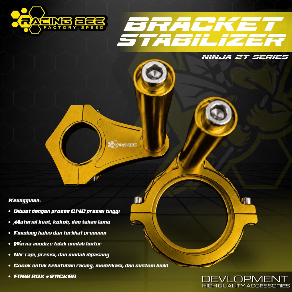 BREKET DUDUKAN STABILIZER NINJA R SS RR FULL CNC GOLD RACING BEE
