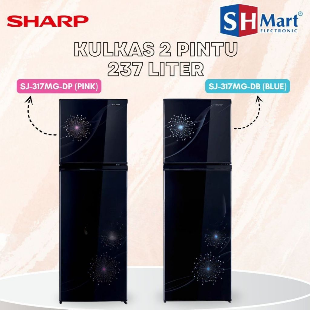 KULKAS SHARP 2 PINTU JUMBO SJ-317MG KAPASITAS 237 LITER SJ317 MG GARANSI RESMI (MEDAN)