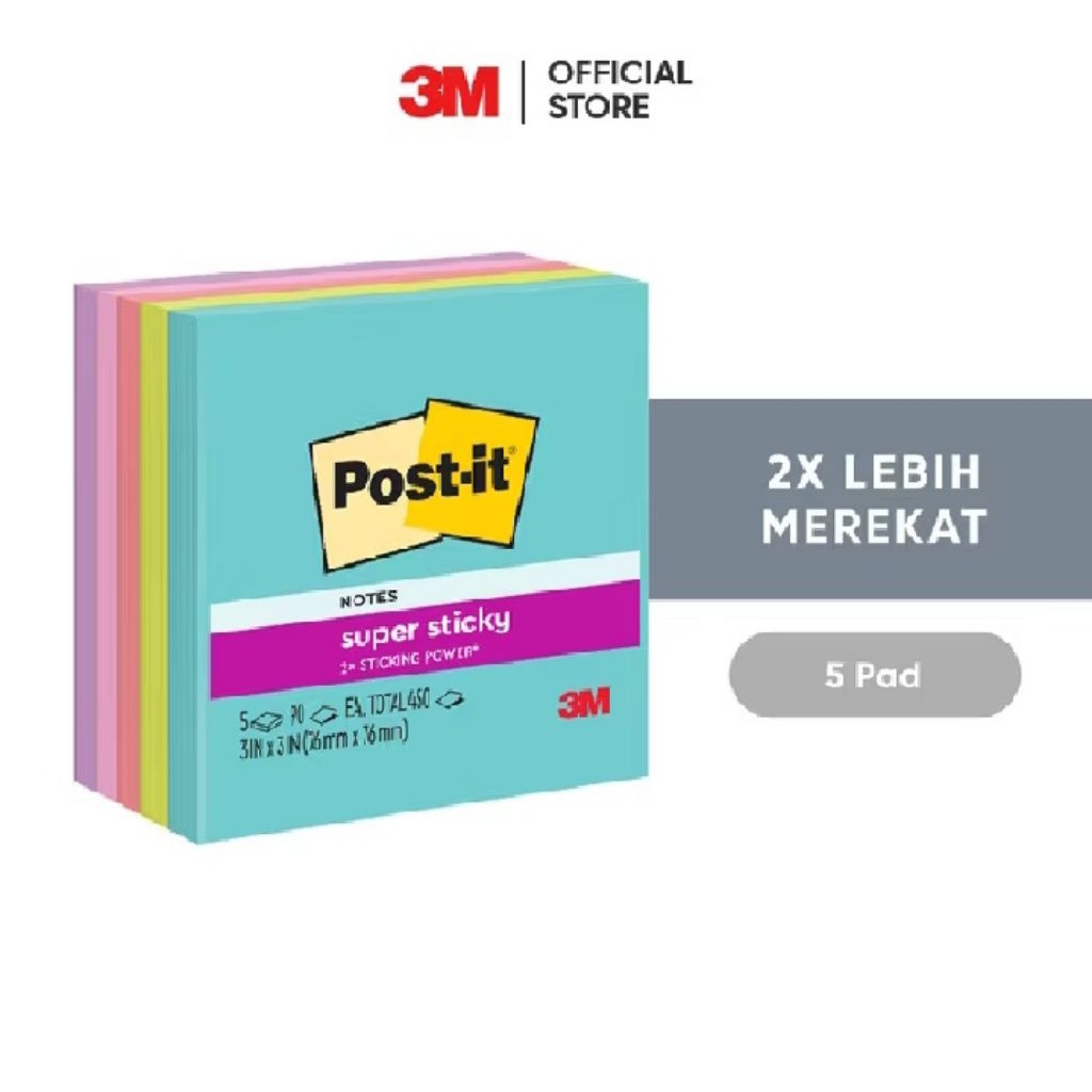 Post it Warna Warni 654 (1 pad/ 1 Pcs ) / Post It 3M 654 Warna Warni