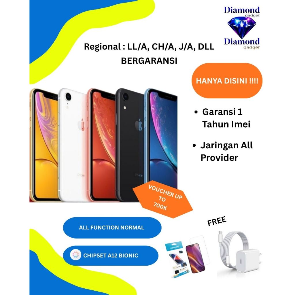 Iphone Xr 64 || 128 gb GARANSI IMEI PERMANEN DAN 1 TAHUN EX INTER Second Original 100% normal