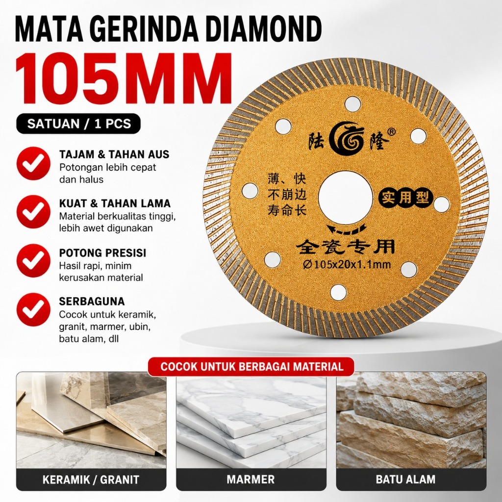 Mata Gerinda Diamond Turbo Ultra Tipis Pisau Potong Keramik Granit Marmer Batu