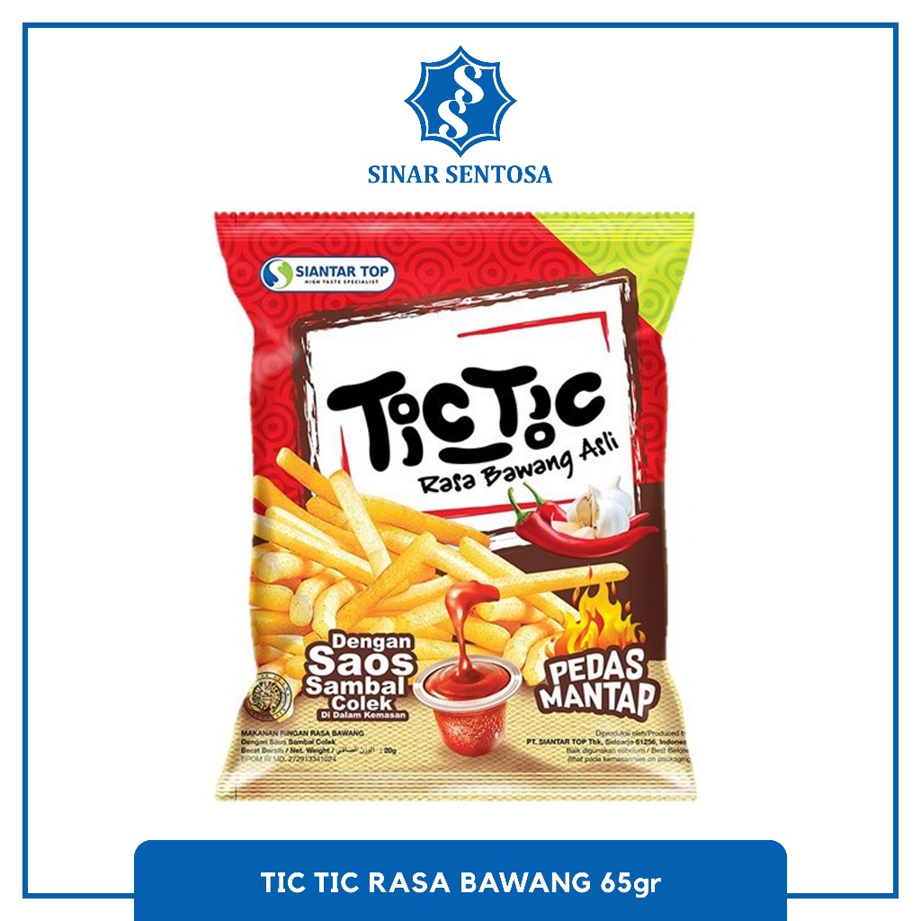 Tic Tic Snack Rasa Bawang Asli 65gr Stik Kentang Pedas Saos Sambal Camilan Renyah Gurih