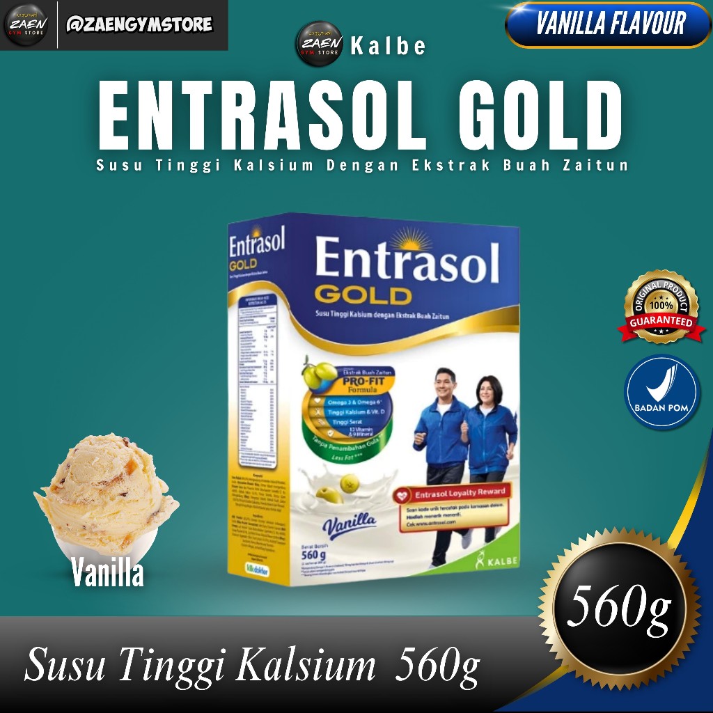 ENTRASOL GOLD SUSU TINGGI KALSIUM DENGAN EKSTRAK BUAH ZAITUN