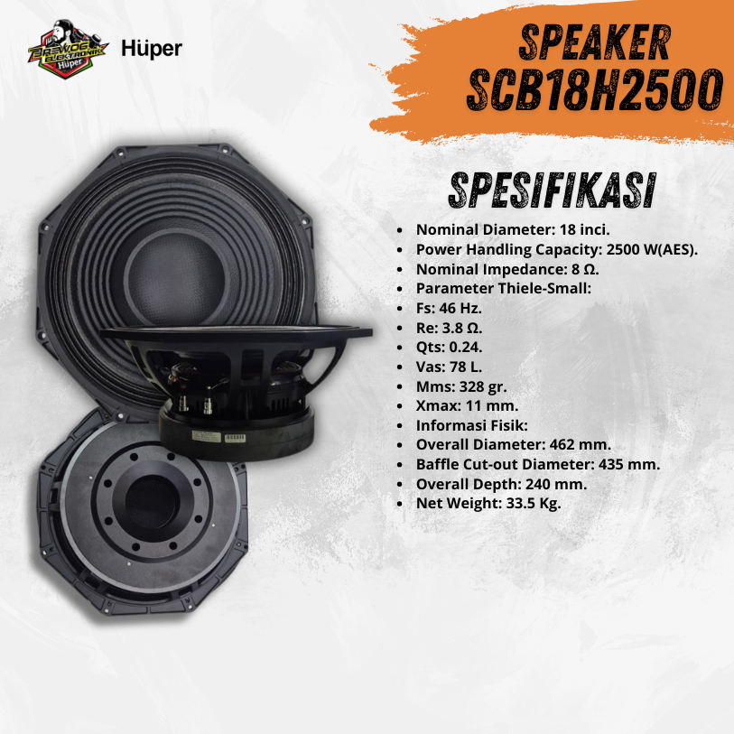 BREWOG HUPER KOMPONEN SPEAKER SCB18H2500
