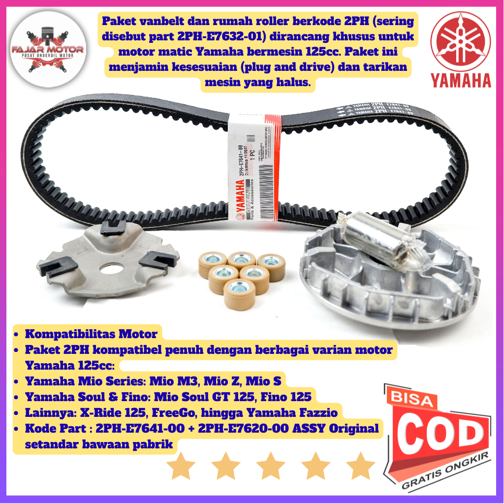 Kirian Mio M3 Soul GT 125 Fino 125 Mio Z Original - VANBELT RUMAH ROLLER CVT 2PH Full Set