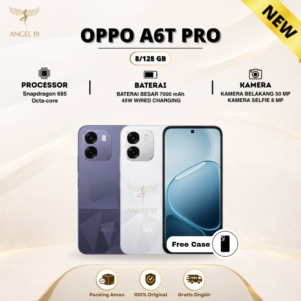 OPPO A6T PRO 8/128 GB GARANSI RESMI - SUPPORT NFC - CAMERA UTAMA 50 MP