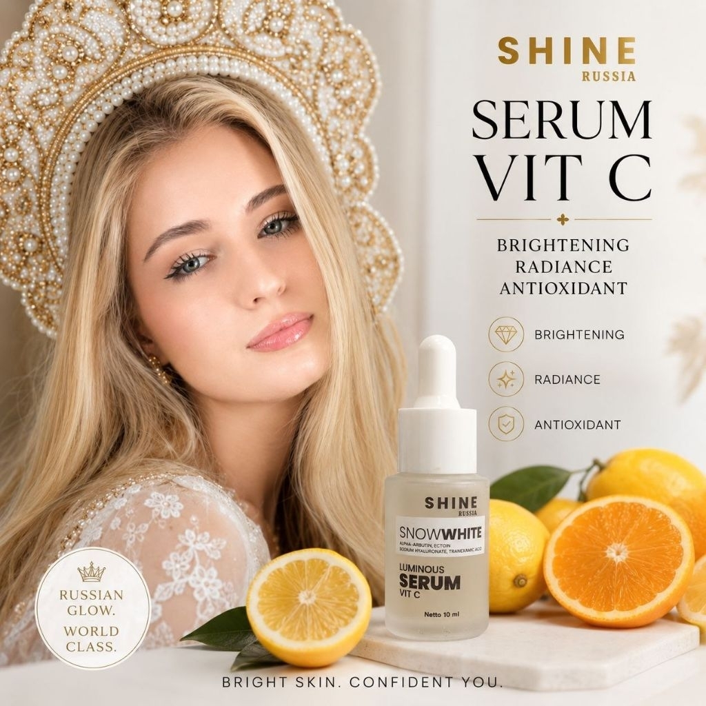 Shine Rusia Snow White SERUM Vit C Luminous Brightening Serum dengan Antioksidan Tinggi yang Mencera