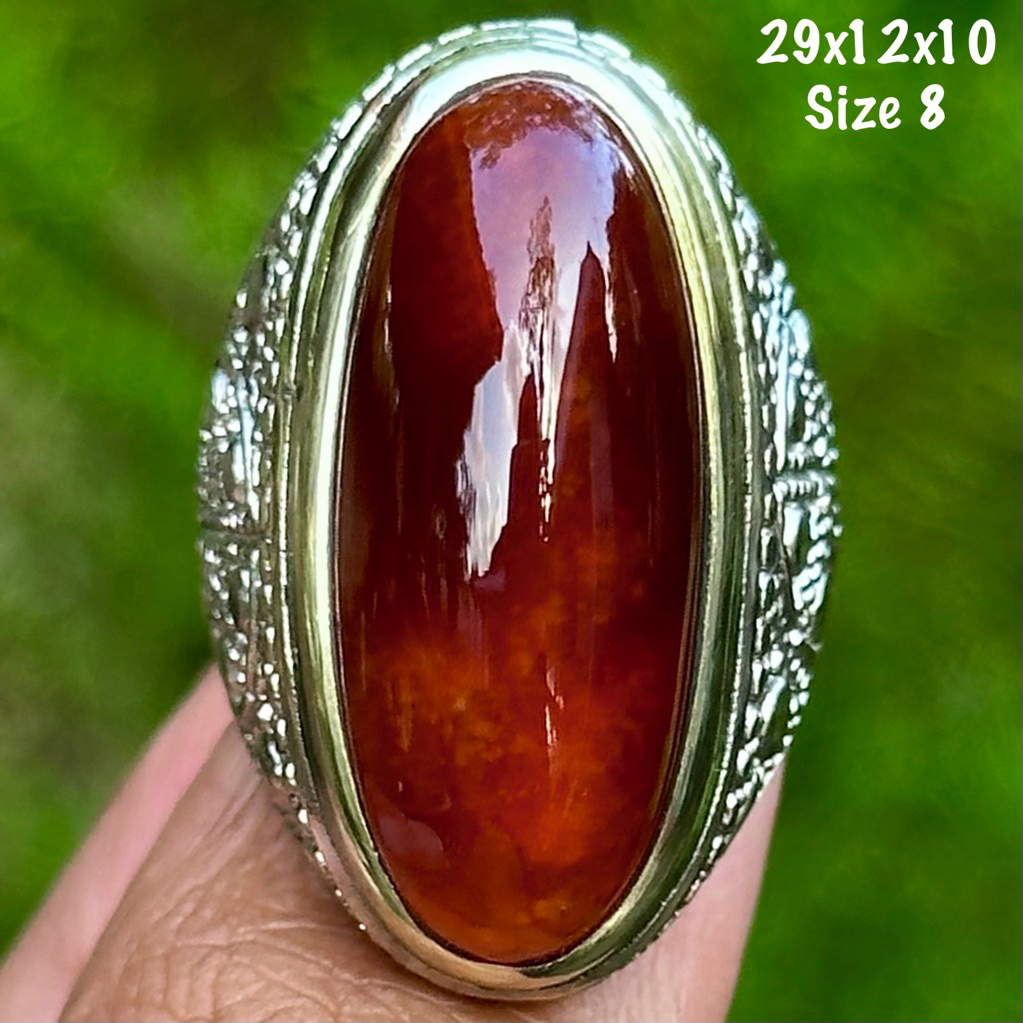 Cincin Batu Akik Natural Pandan Merah Kristal (asli alam)