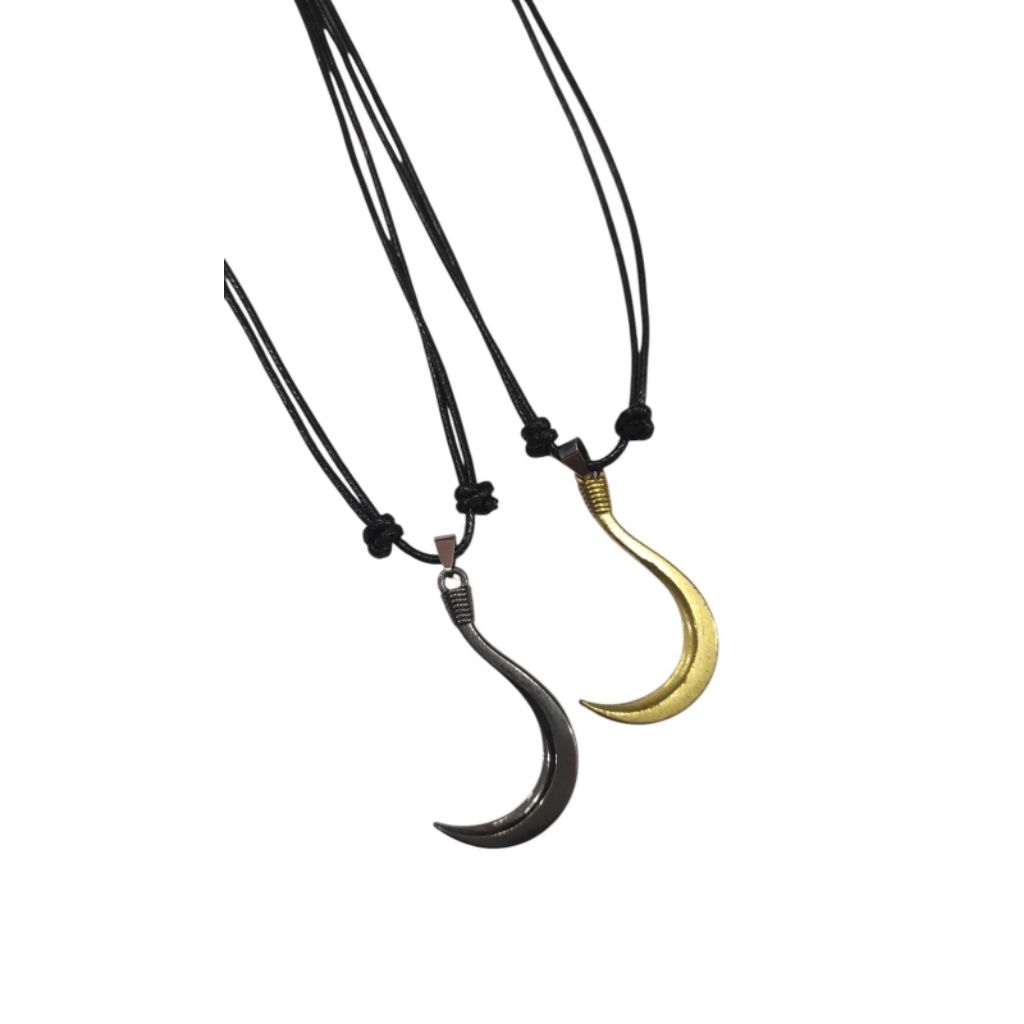 Kalung Tali Liontin Celurit Kail Hook METAL GAUL IMPORT Fashion Pria Wanita Gold Silver Black