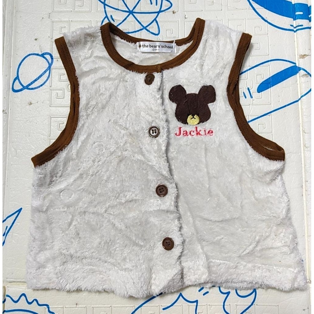 Rompi Anak The Bears' School Putih Bulu Halus Motif Beruang Jackie