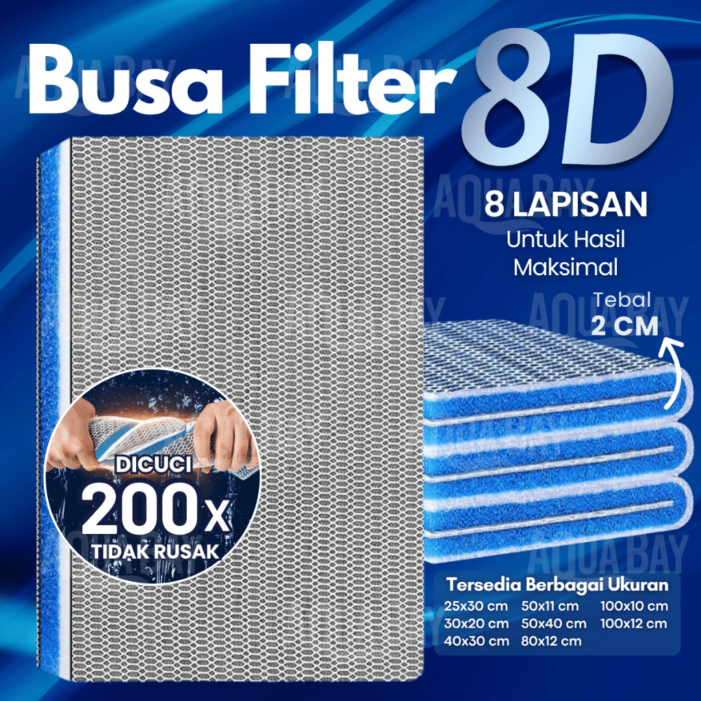 Busa 8D Media Filter Aquarium Honeycomb Magic Nano Bio Spons 8 lapis Kapas Sponge Akuarium Kolam