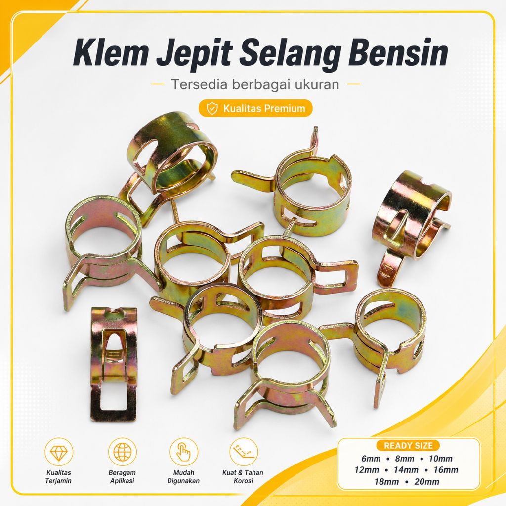Klem plat jepit Selang bensin radiator Kompresor Clamps Spring Hose Clips Plat