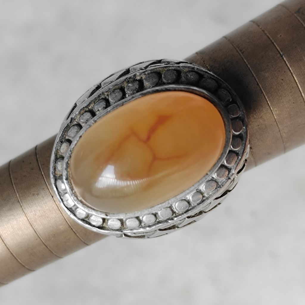Vintage Unik Cincin Ring Kuningan Batu Akik