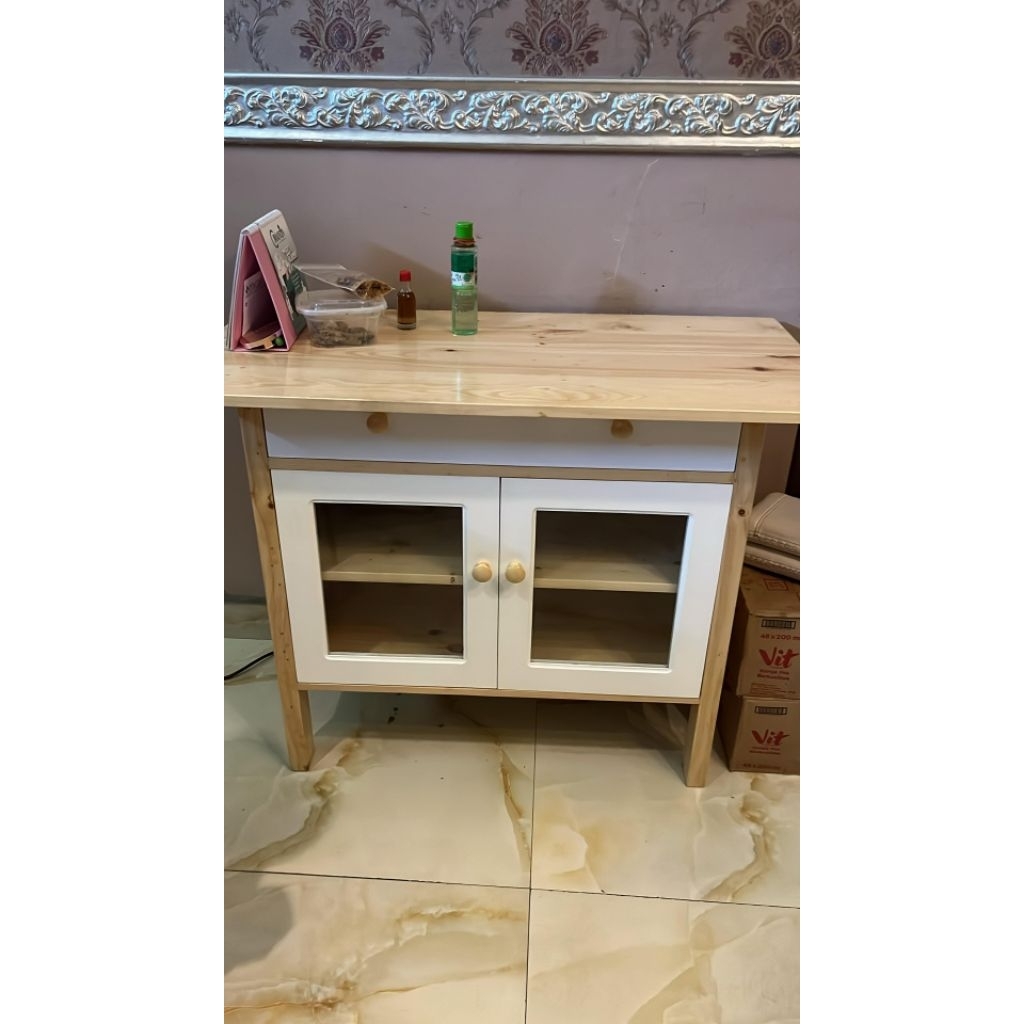Meja Rak Serbaguna Kayu Jati Belanda/ Rak Meja Serbaguna