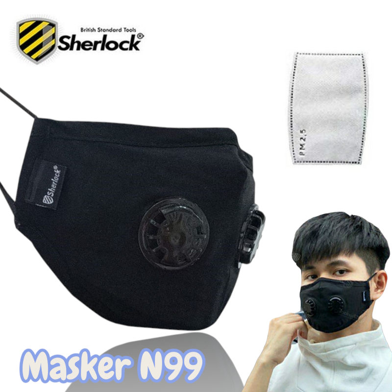 Masker Sherlock N99 Dual valve dengan filter Karbon
