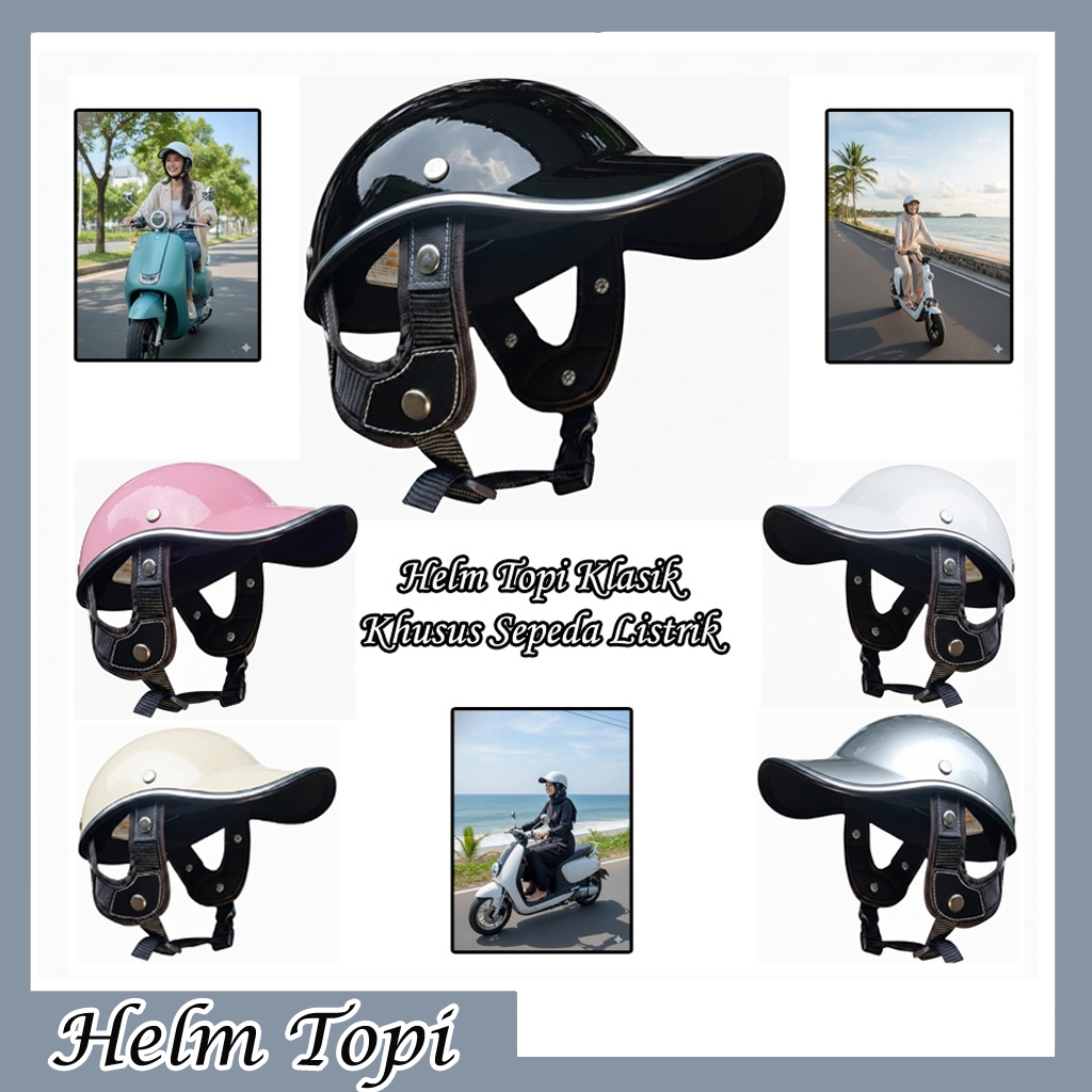 Helm Vintage Pria Wanita Buat Sepeda Listrik & Berkuda