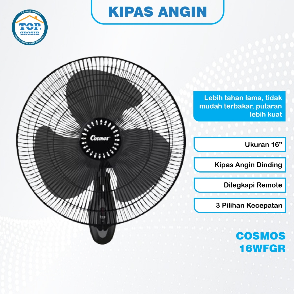 Cosmos Kipas Dinding Remote Wall Fan 16-WFGR 16WFGR 16 WFGR 16 Inch dengan Remote Garansi Murah