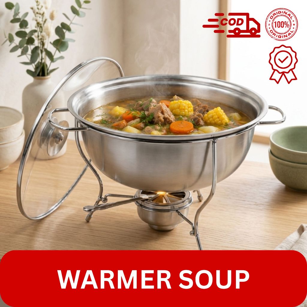 BMW - Warmer Soup/ Pemanas Bulat Sup Stainless Steel BMW/ Tempat Saji Sayur dilengkapi pemanas BMW00