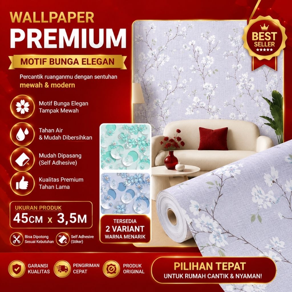 Wallpaper Dinding Bunga Walpaper Dinding Kamar Tidur Motif Batik Bunga Sakura Walpeper Ruang Tamu