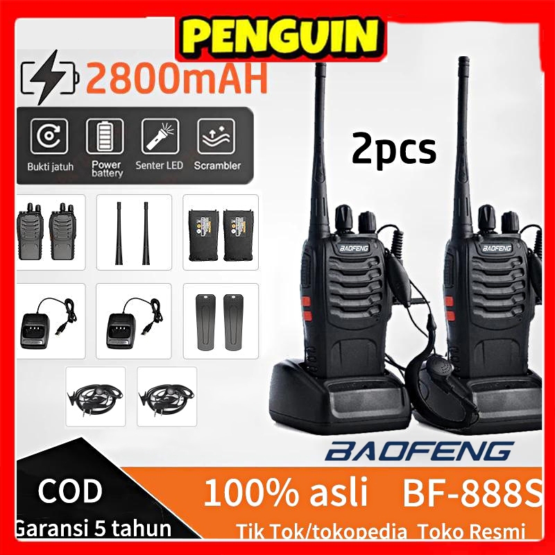 HT Walkie Talkie Baofeng 888S 2800mAh Jarak Jauh 10KM Handy Talky 2PCS BF 888S Radio 4 Unit