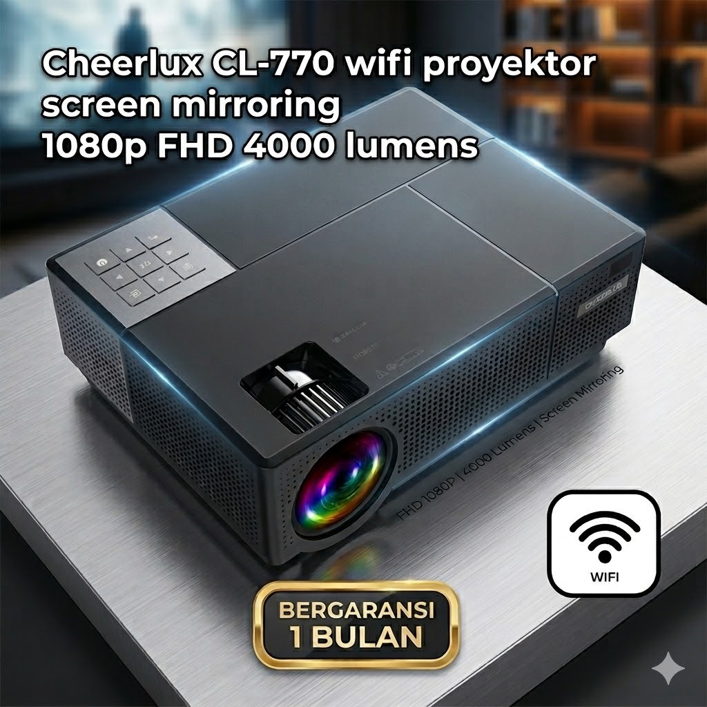 Cheerlux CL-770 Wifi Proyektor Screen Mirroring 1080P Projector FHD 4000 Lumens CL770 CL 770