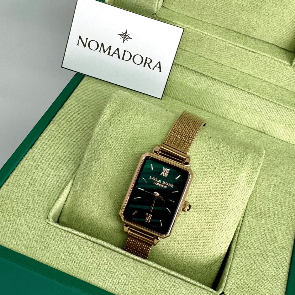 Nomadora Lola Rose Womens Malachite Textured Watch with Rose Gold jam tangan wanita