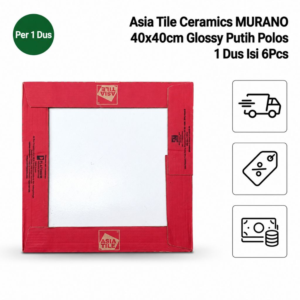 Asia Tile Ceramics MURANO 40x40cm Glossy Putih Polos / Keramik Putih 40 x 40 cm Murano (Glossy) Asia