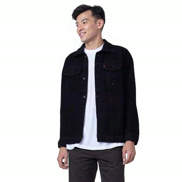 JAKET JEANS HITAM PRIA WANITA SANDWASH DILAN GROSIR MURAH ORIGINAL