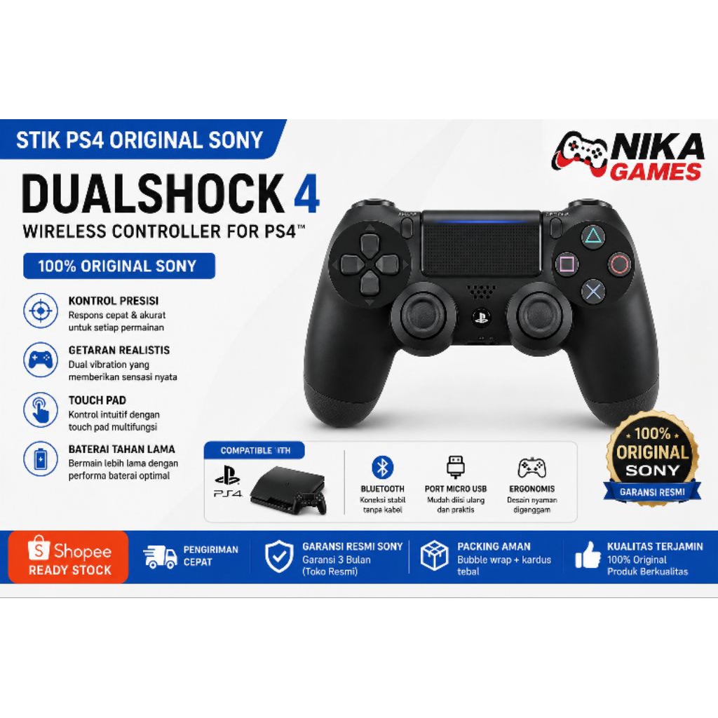 Stik ps4 original mesin ds4 2nd / bekas