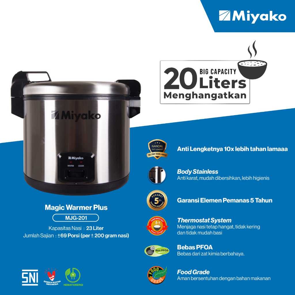 Miyako Magic Jar Jumbo 20 Liter MJG 201, MJG 202 BK / Penghangat MJG-201 / MJG-202 BK