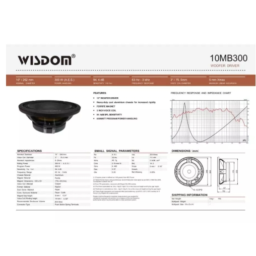 Speaker Wisdom 10 Inch 10MB300 ORIGINAL