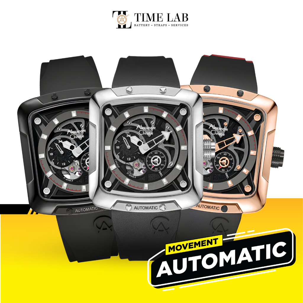 JAM TANGAN PRIA ALEXANDRE CHRISTIE AC3030 / AC 3030 AUTOMATIC CHRONOGRAPH RUBBER ORIGINAL GARANSI RE