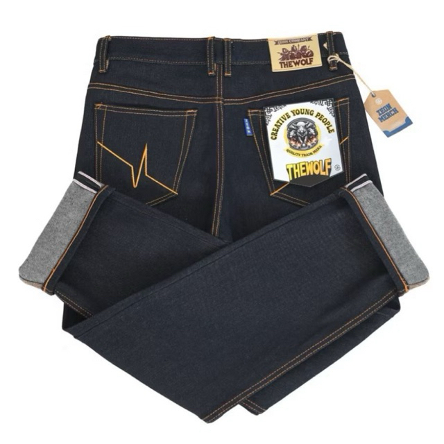 ZEON - CELANA DENIM PRIA SELVDEGE ACCENT 15 OZ RAW DENIM BLACK INDIGO