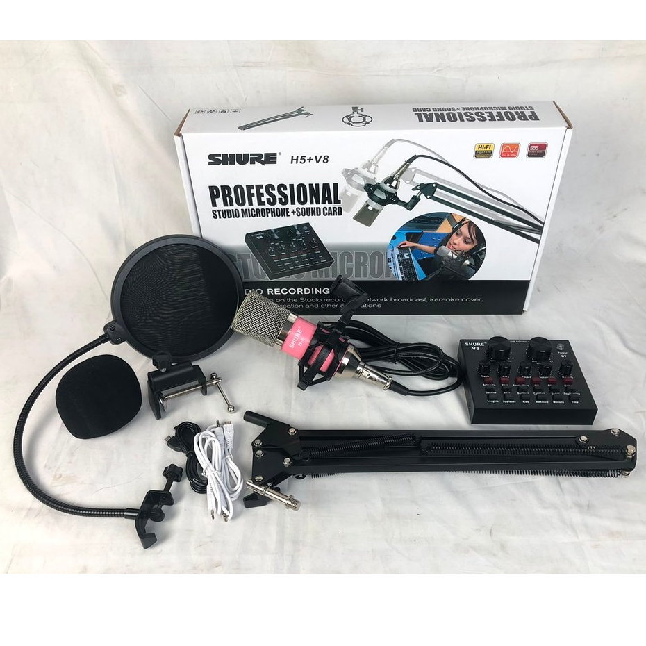 PAKET LENGKAP LIVE STREAMING KOMPLIT MIC CONDENSER SOUNDCARD V8 V8paket