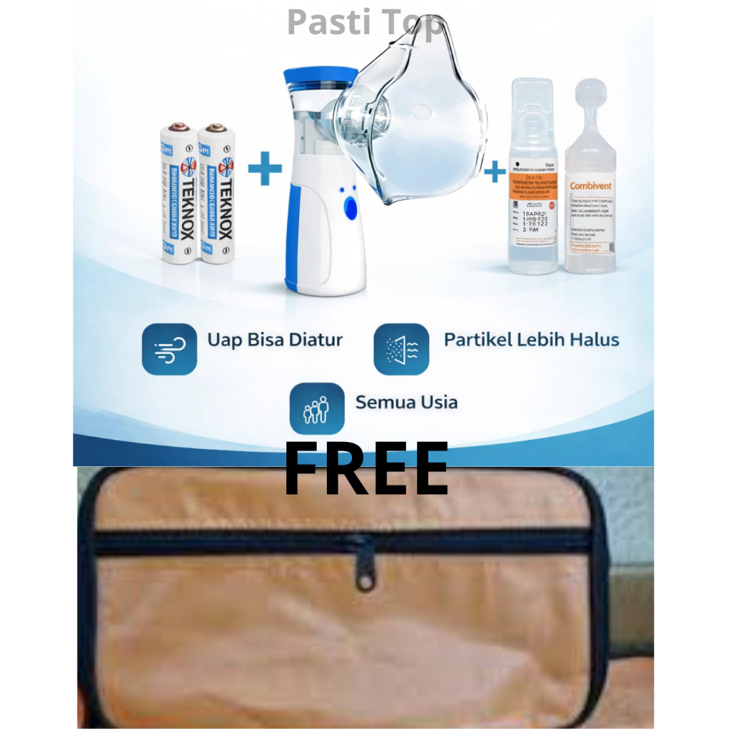 TaffOmicron Alat Terapi Pernapasan Mesh Nebulizer dengan Cairan Nacl 25mili