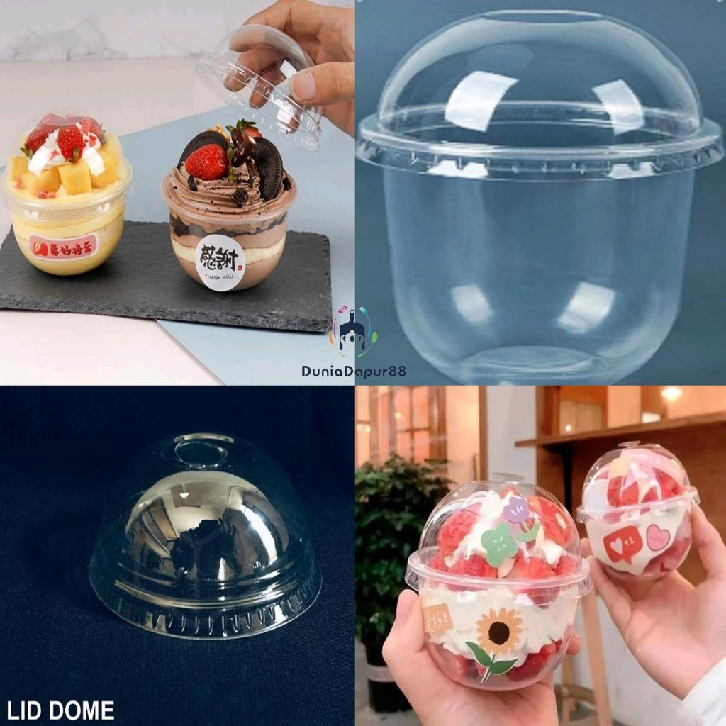 GELAS PLASTIK 10 Oz/ CUP PP / U CAPSUL OVAL Plus Tutup LID Dome - 25 Pcs
