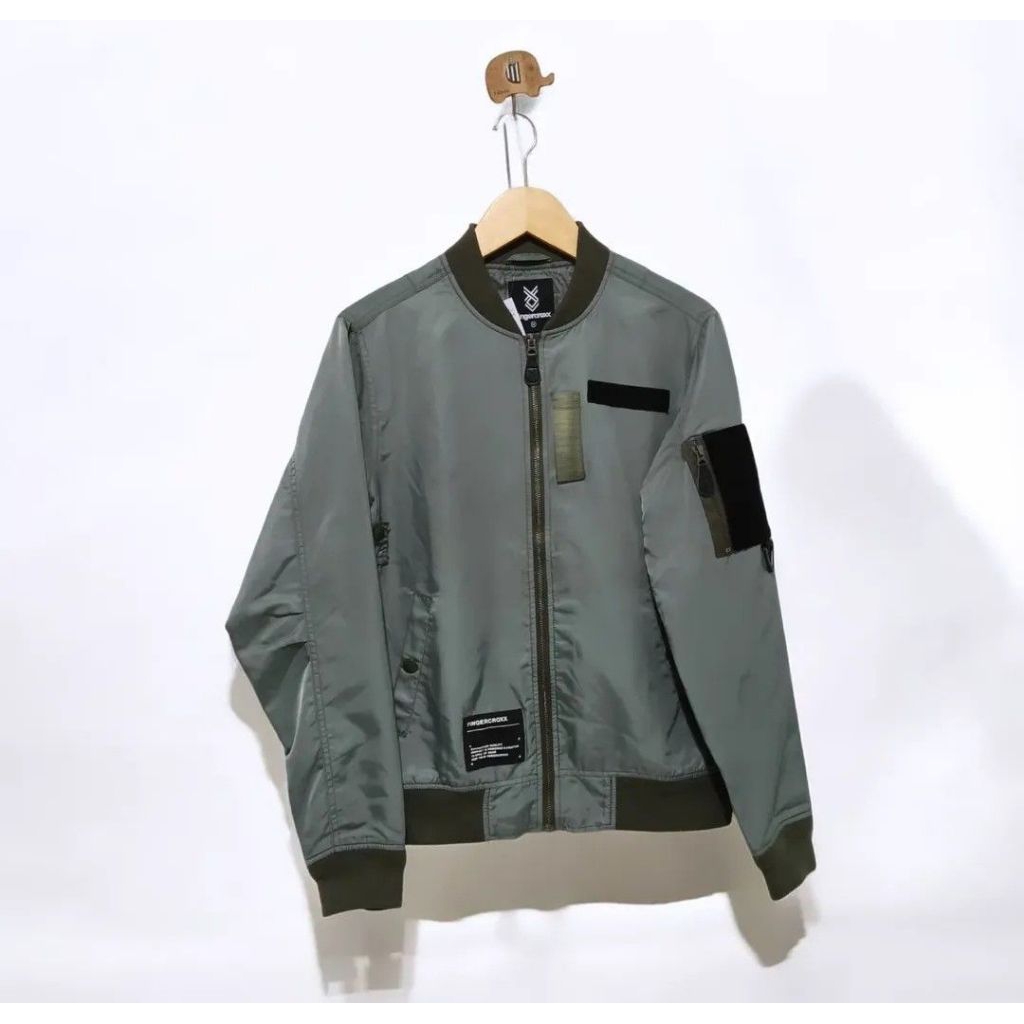 Fingercroxx Japanese Brand MA-1 Olive Green Bomber Jacket
- 