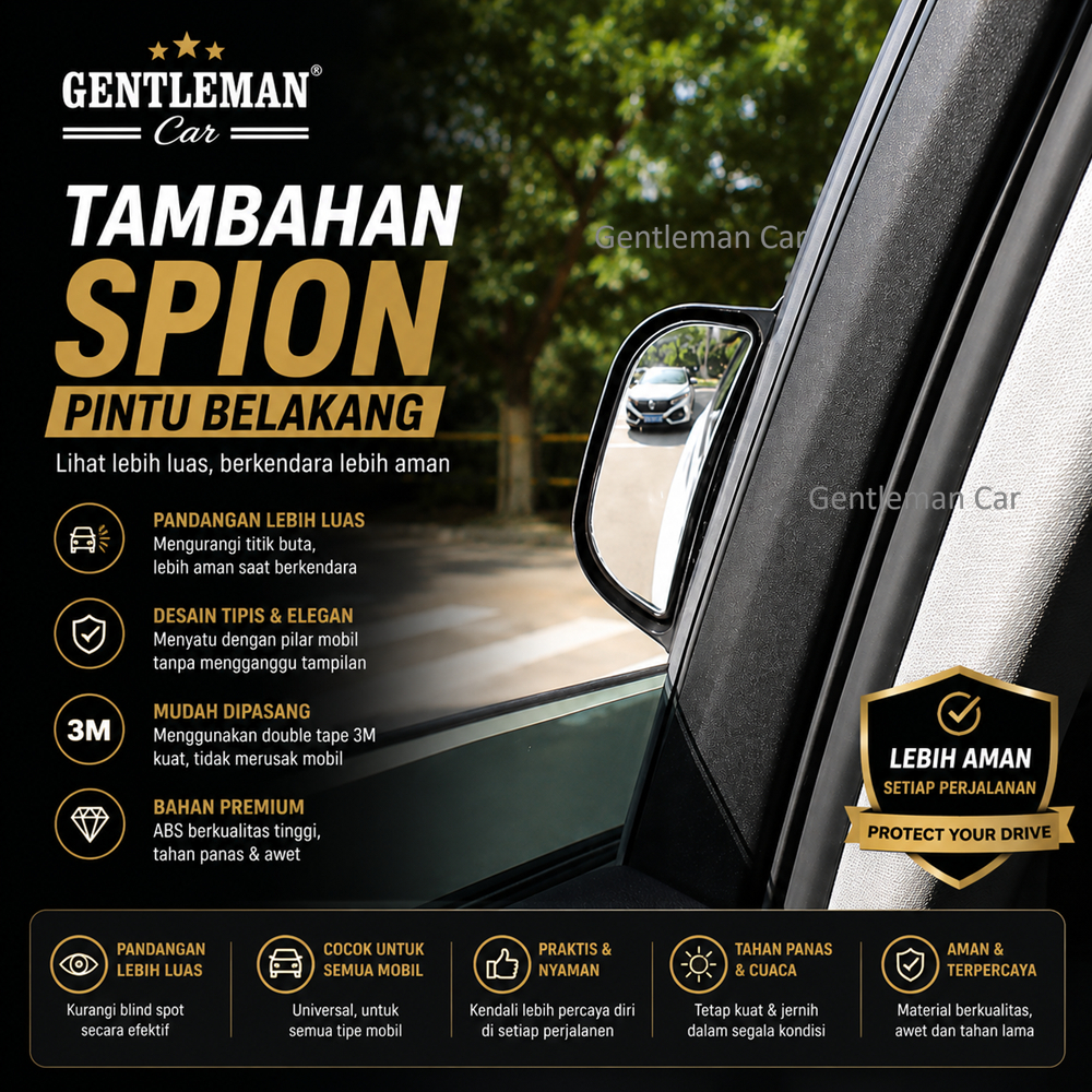 Spion Pintu Tambahan Blind Spot Mobil | Kaca Samping  Baris Tengah