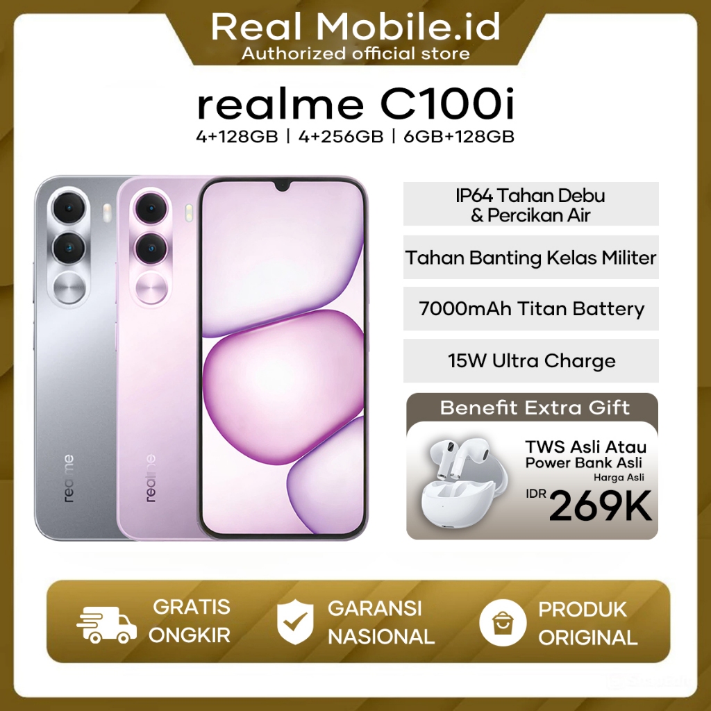 [Official Store]realme C100 Series 8+256 6/256 6/128 8000mAh Official Store HP Android Murah Terbaru