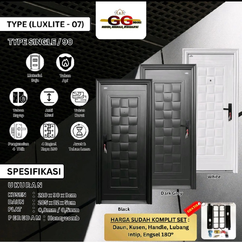 PINTU KAMAR / PINTU UTAMA BAJA GG SINGLE TYPE LUXLITE SERIES